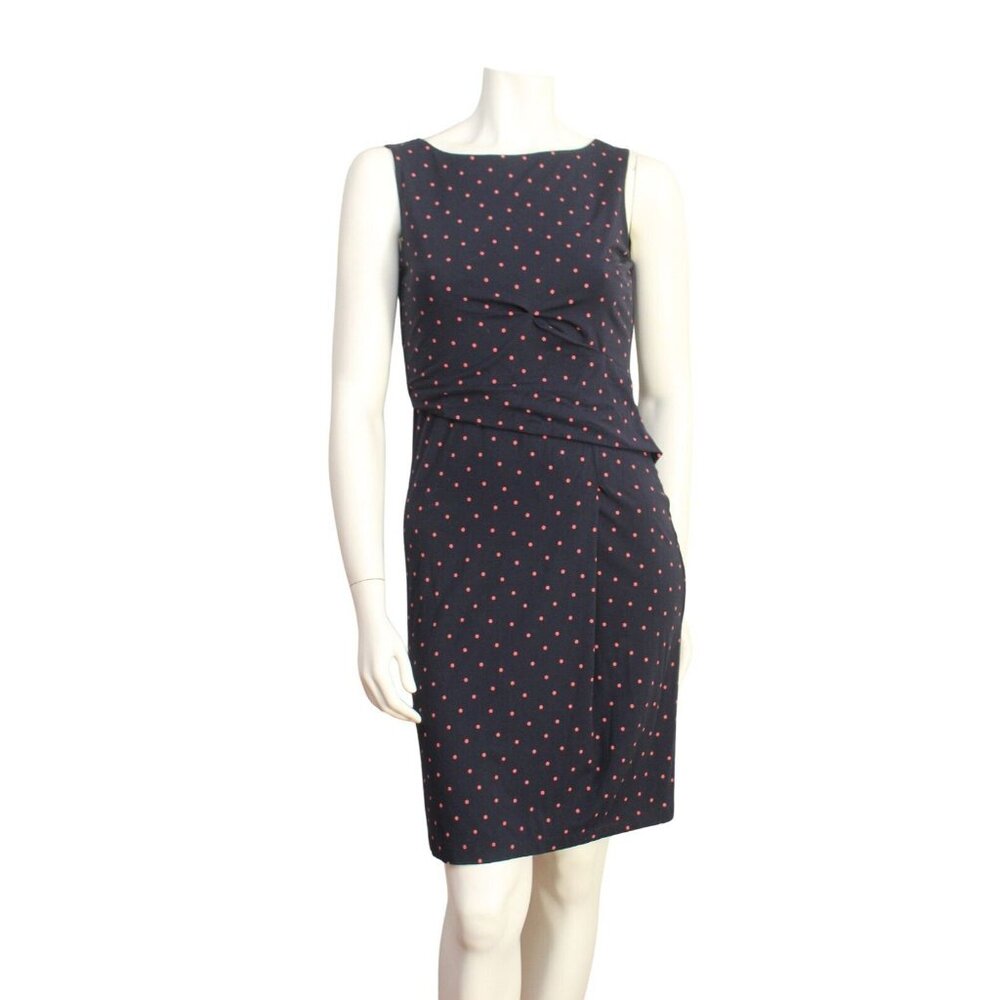 Ann Taylor Blue Polka Dot Jersey Knit Sleeveless Knee Length Dress Size 4